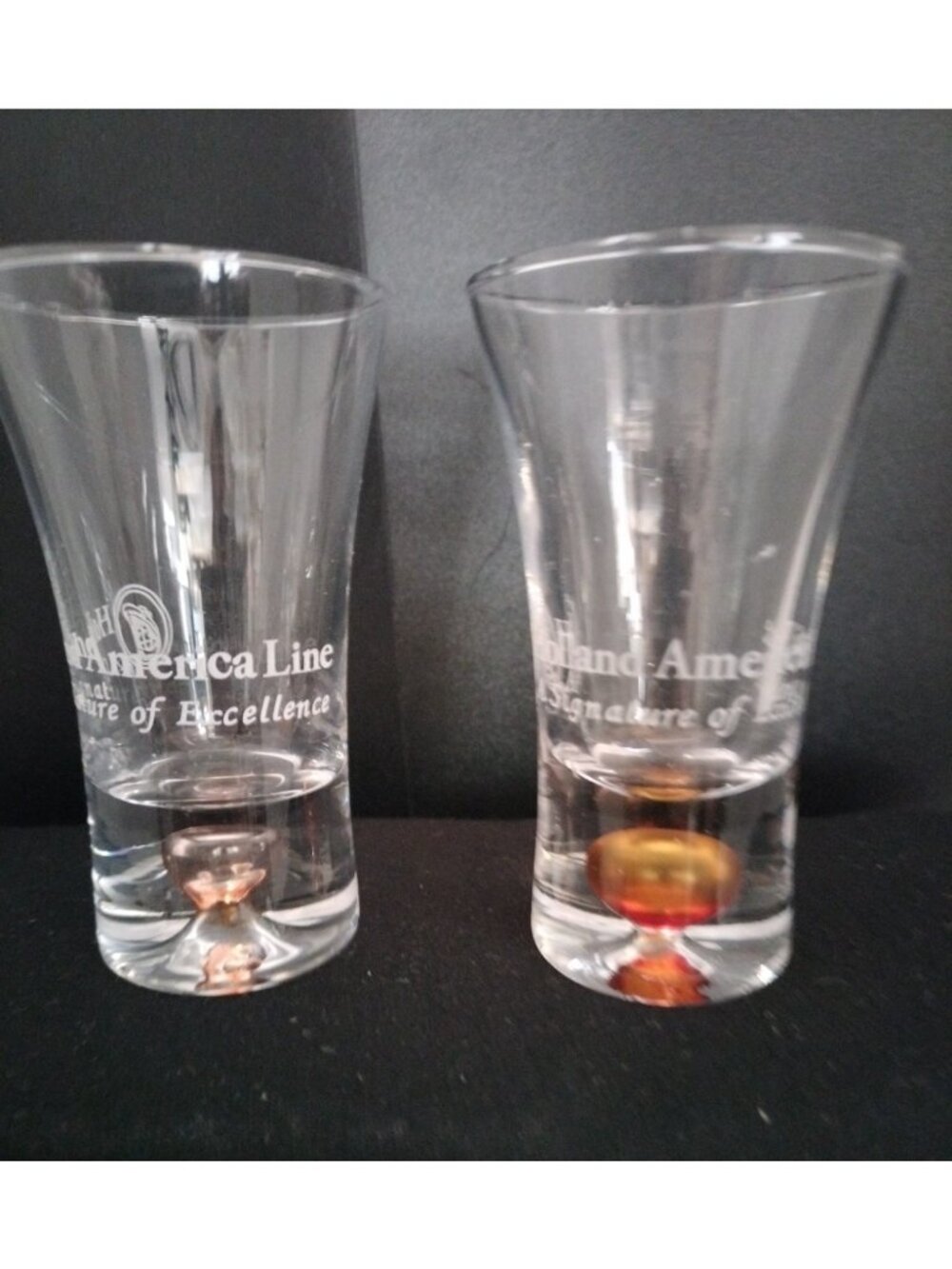 Set of 2 Holland America Line Signature Shot Glasses "A Signature of Excellence"